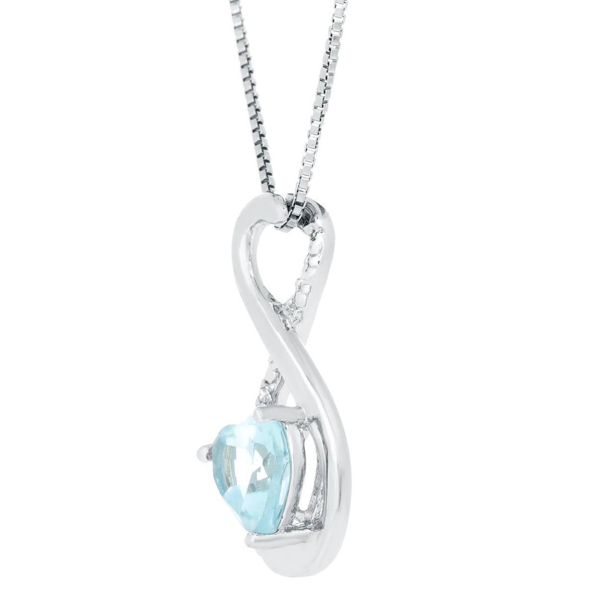 Gemminded 6mm Heart Aquamarine & 0.005ctw. Diamond Pendant