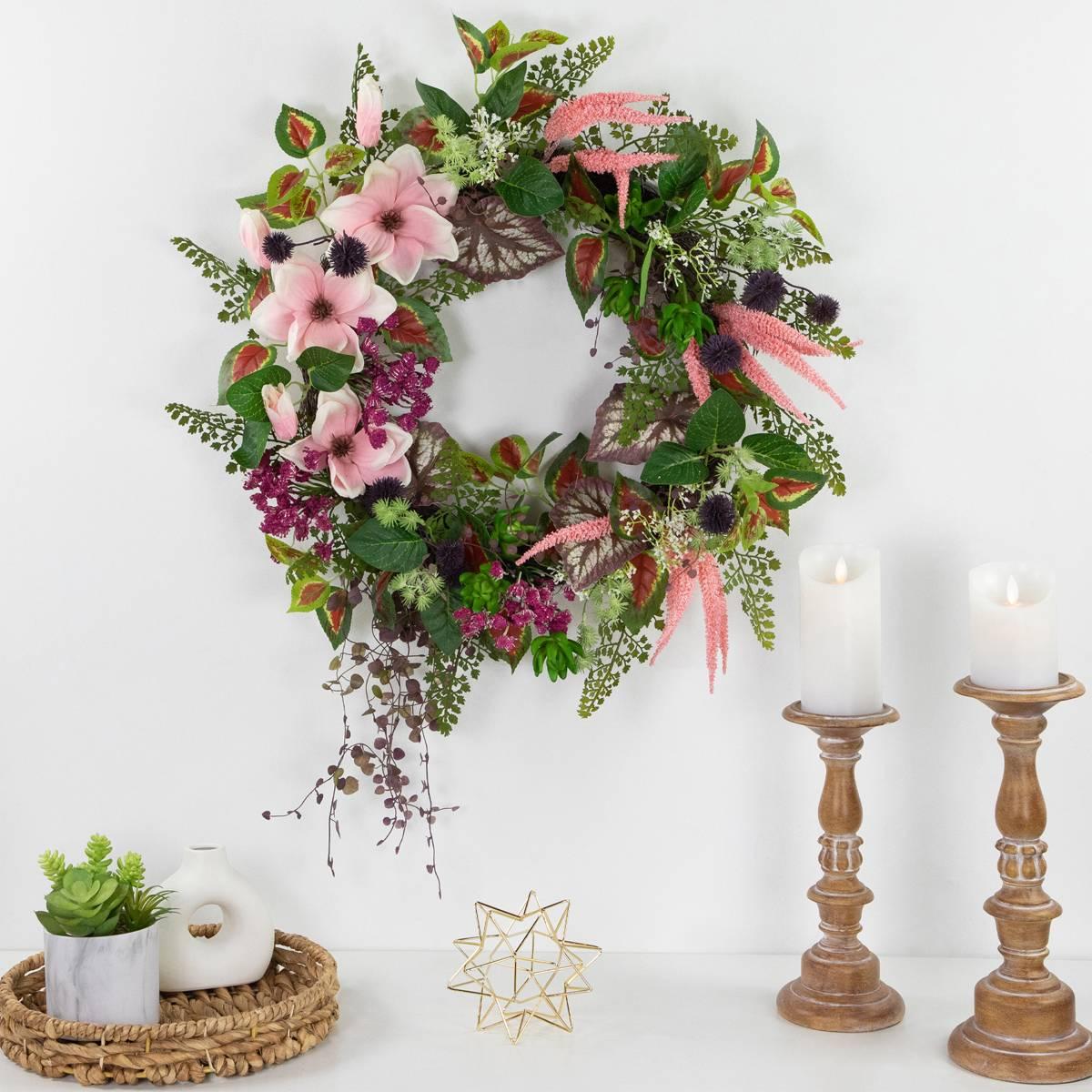 Northlight Seasonal Artificial Succulent & Fern Spring Wreath