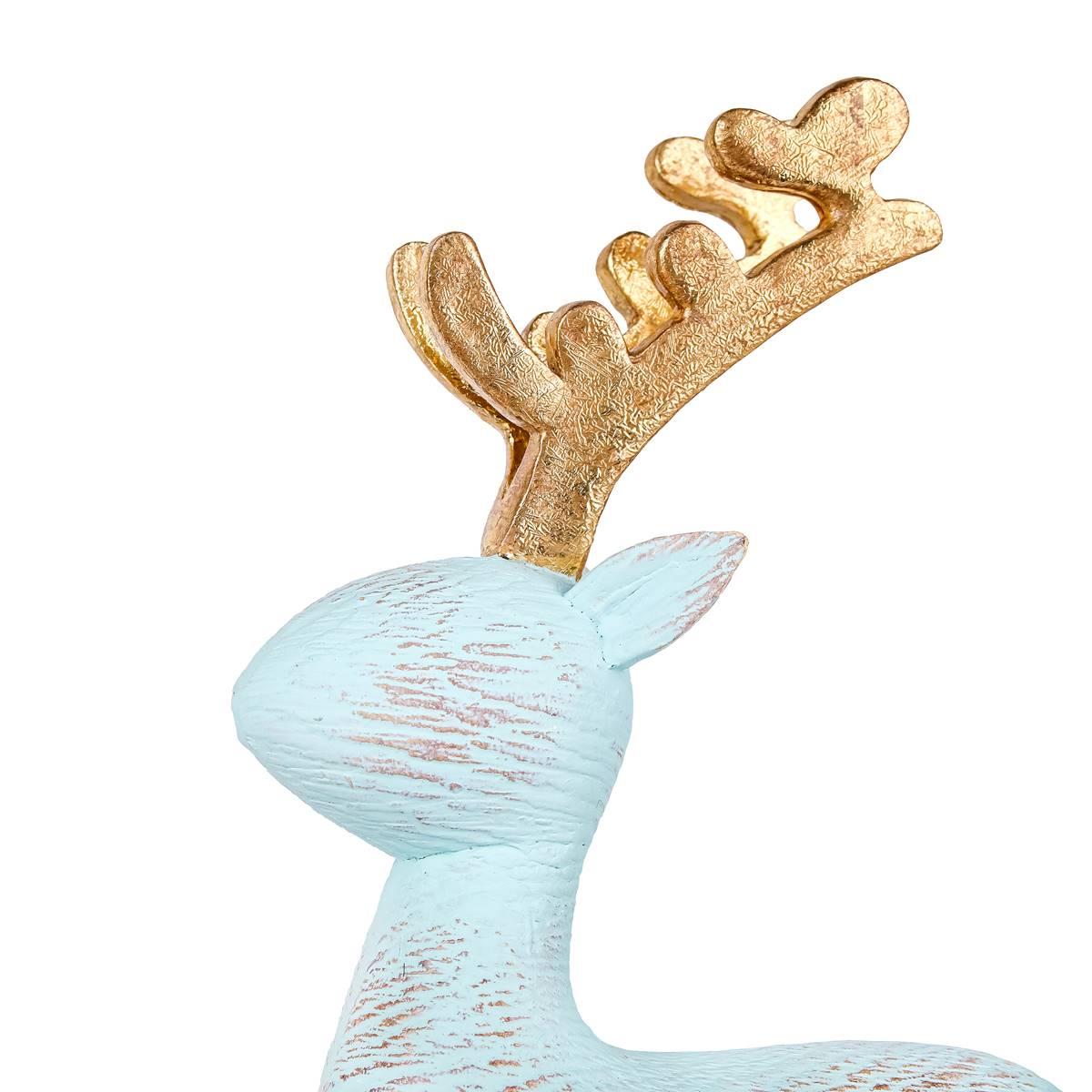 National Tree 9in. Pastel Blue Woodgrain Deer Figurine