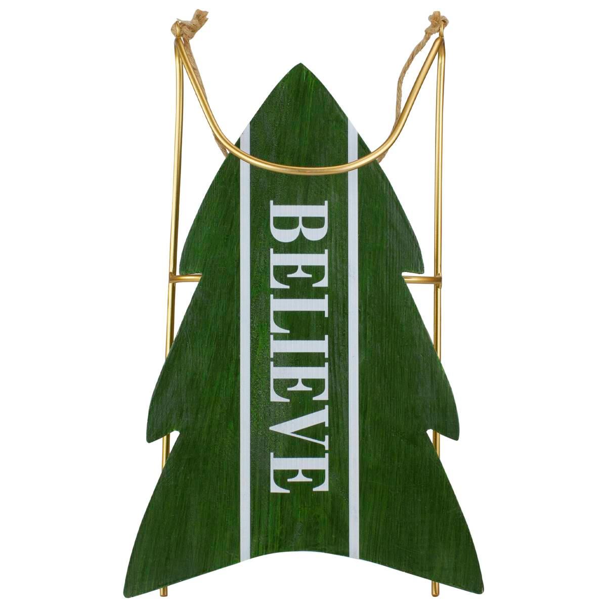 Northlight Seasonal 18.25in. Wooden Sled Believe Christmas Decor