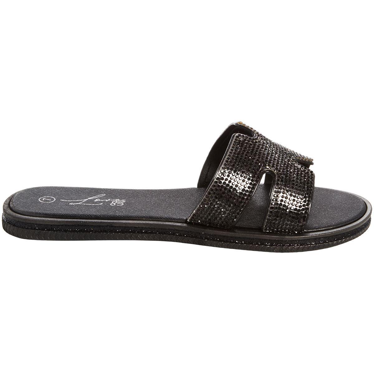 Womens Love 83 Rhinestone Band Jelly Sandals