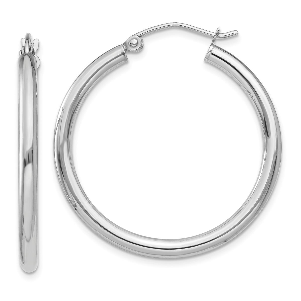 Gold Classics(tm) 14kt. White Gold 2.5mm Tube Hoop Earrings