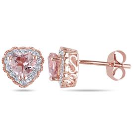 Gemstone Classics(tm) 10kt. Rose Gold Pink Heart Earrings