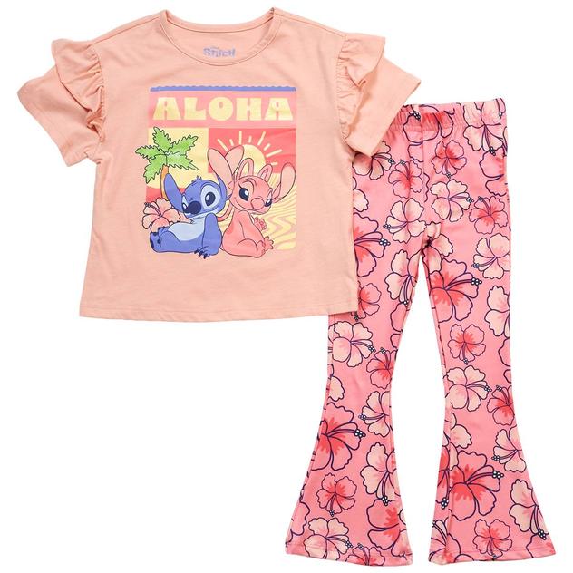 Girls (4-6x) Disney Stitch & Angel Aloha Tee & Legging Set