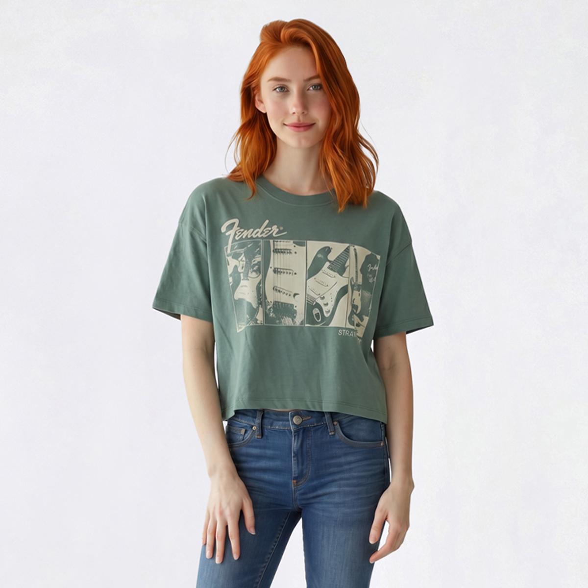Juniors C-Life Fender Photo Oversized Crop Tee