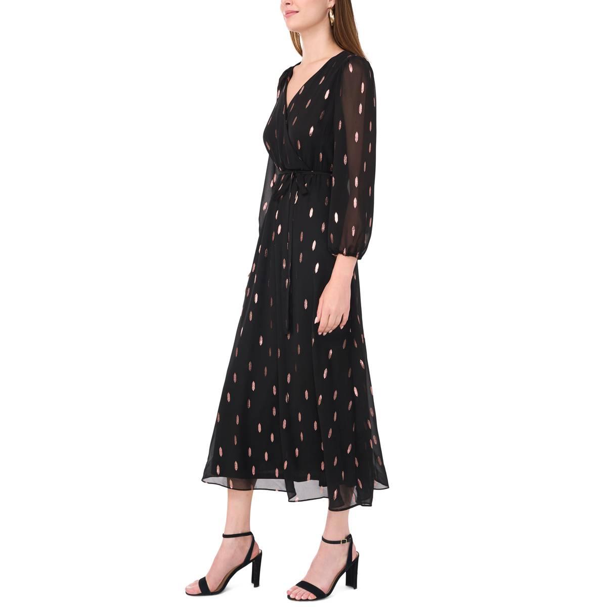 Womens MSK Surplice Chiffon Foil Midi Dress