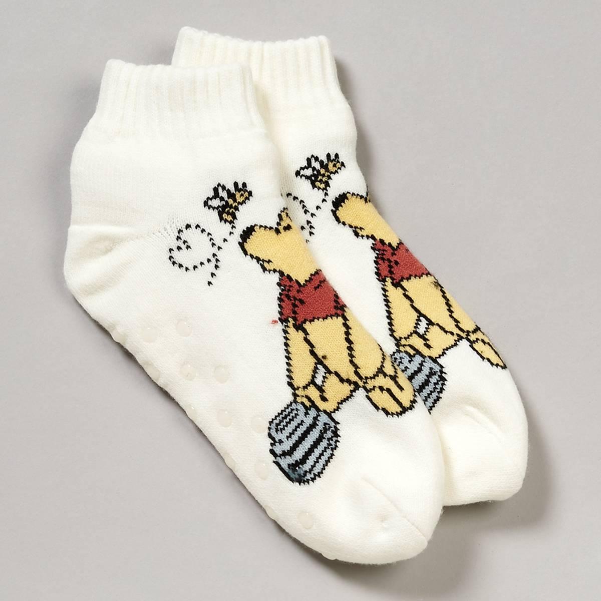 Womens Fuzzy Babba Short Warmer Winnie The Pooh Slipper Socks