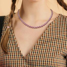 Sophia B Silver 29 1/2ctw. Created Pink Sapphire Collar Necklace