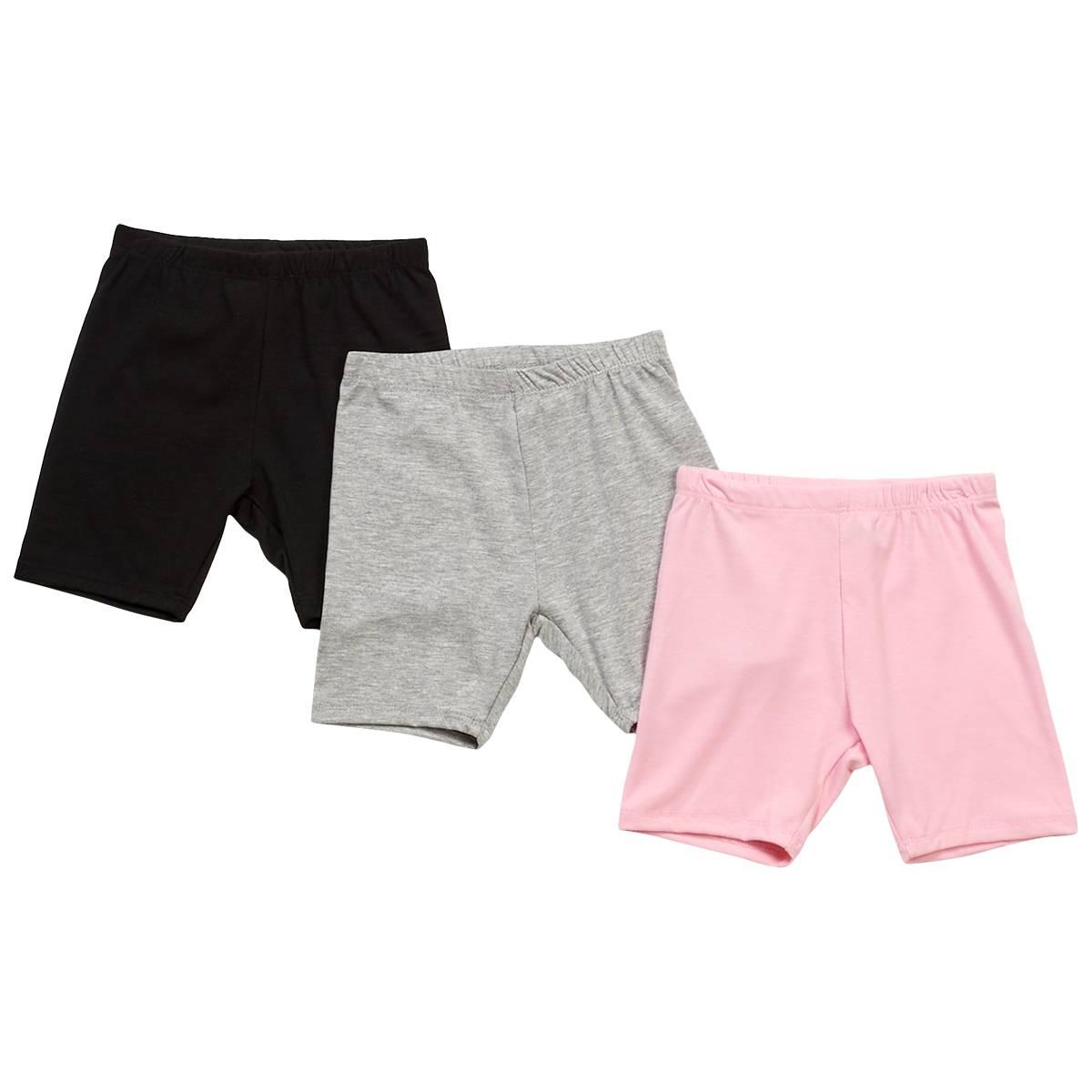 Girls (4-6x) One Step Up 3pk. Solid Bike Shorts - Pink Lady