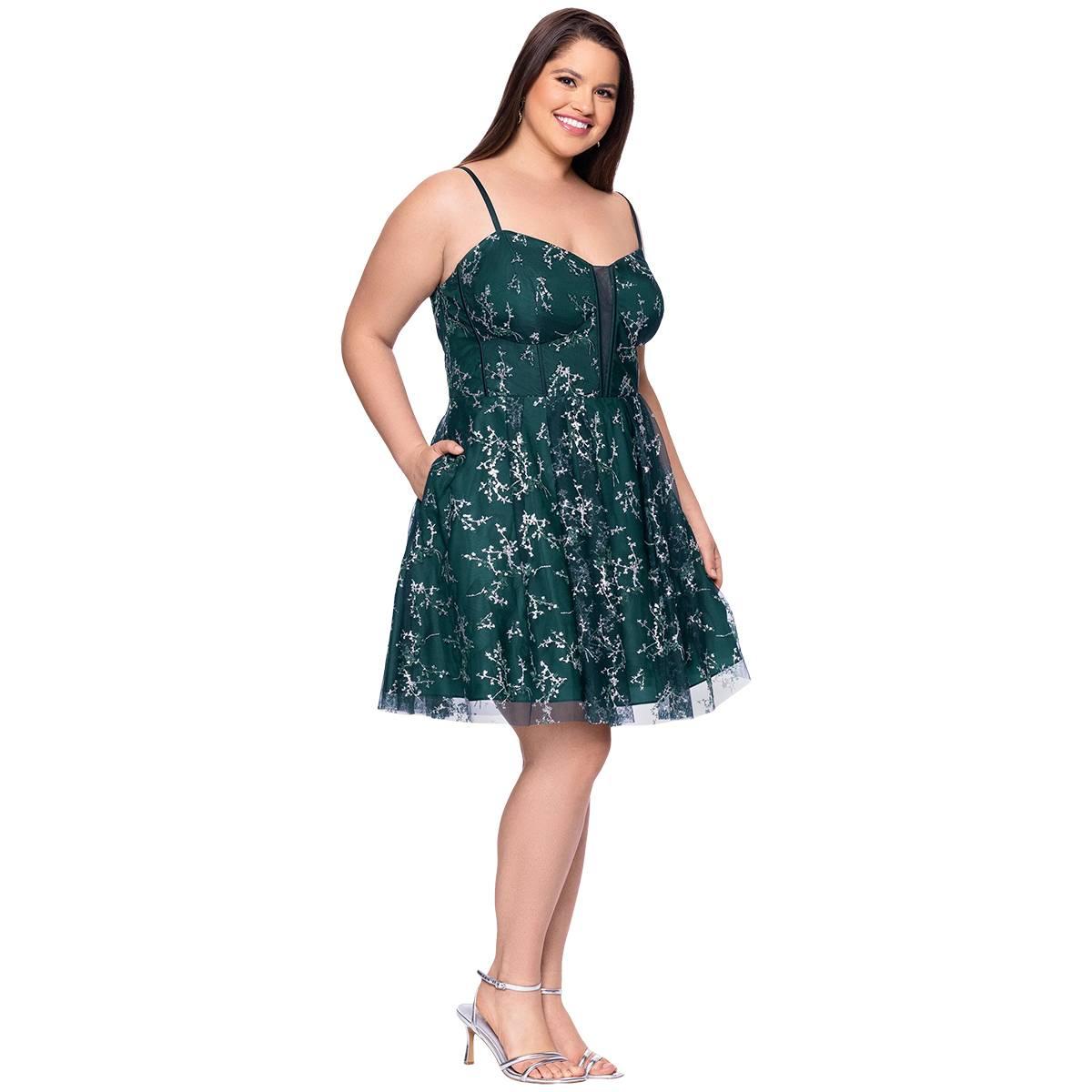 Juniors Plus Blondie Nites Charlie Embroidered Tulle Skater Dress