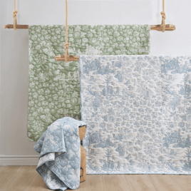 Greenland Home Fashions™ Blue Toile Classic Floral Throw Blanket
