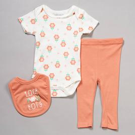 Baby Girl (NB-9M) baby views(R) 3pc. Love Lots Flower Bodysuit Set