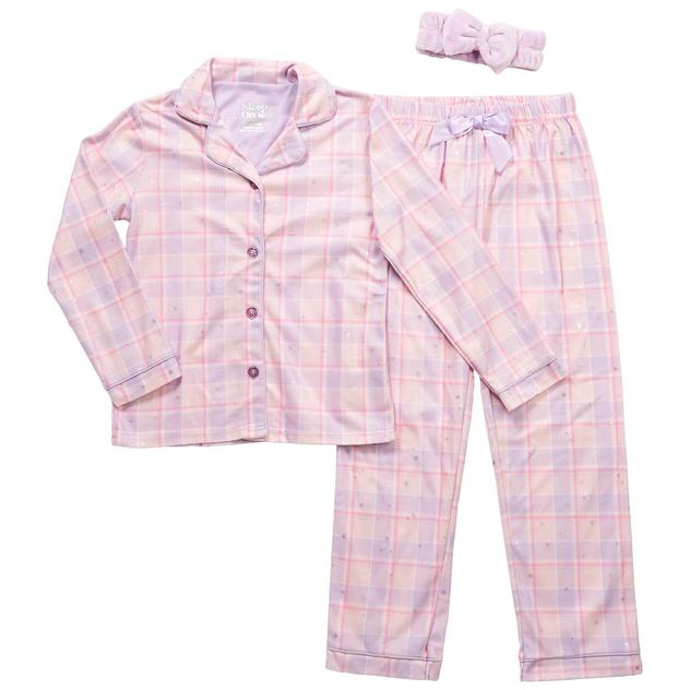 Girls (7-16) Sleep On It® 3pc. Plaid & Stars Fleece Pajama Set
