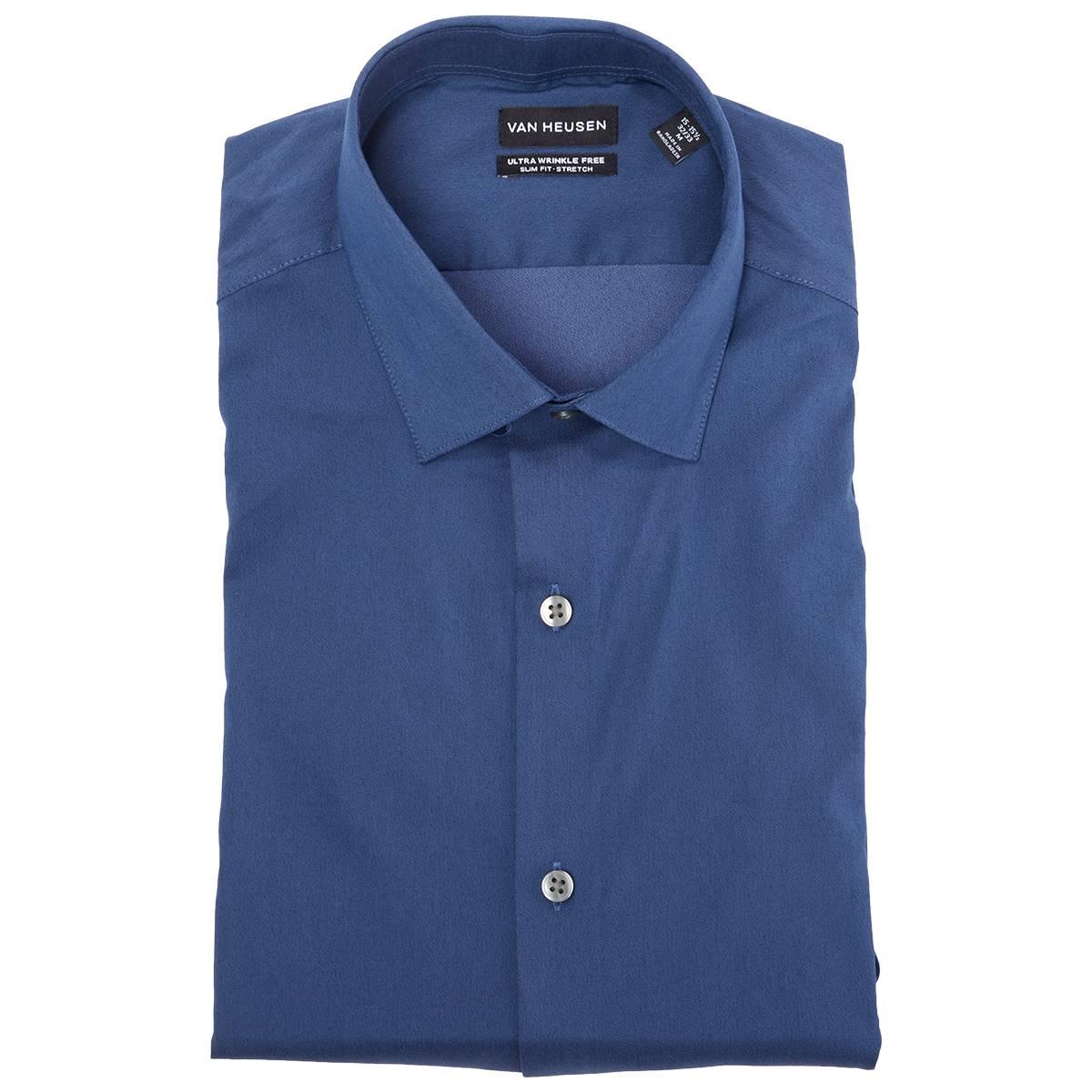 Mens Van Heusen(R) Wrikle Free Slim Fit Dress Shirt - Navy Depths