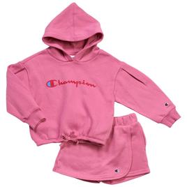Girls (4-6x) Champion® Pullover Logo Cinch Hoodie & Short Set