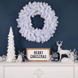 Pre-Lit Geneva 24in. White Spruce Artificial Christmas Wreath