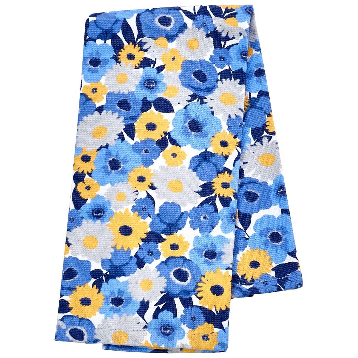 Filed Blossoms Blue Dual Purpose Kitchen Towel