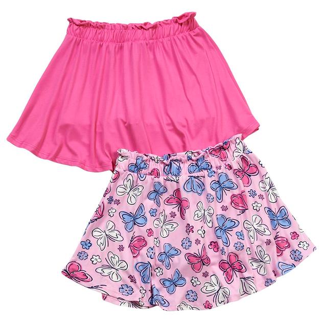 Girls (7-12) BTween® 2pk. Solid & Butterfly Paperbag Waist Skorts