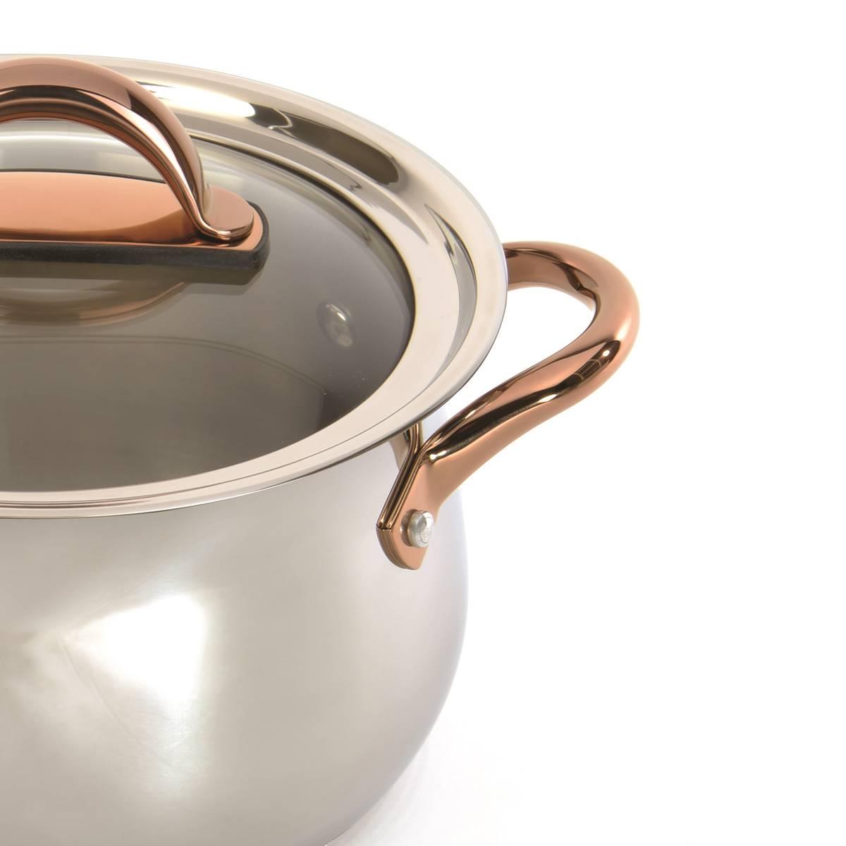 BergHOFF Ouro Stainless Steel Stockpot 8in. w/ Glass Lid