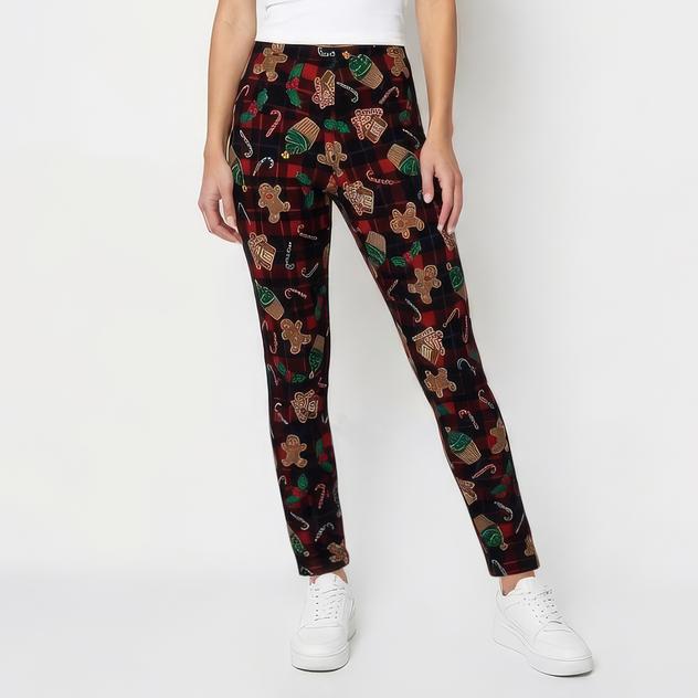 Womens French Laundry Gingerbread Plaid Hacci Leggings