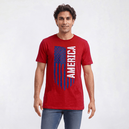 Mens Big & Tall Home of the Brave America Flag Graphic Tee