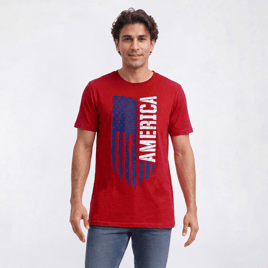 Mens Big & Tall Home of the Brave America Flag Graphic Tee