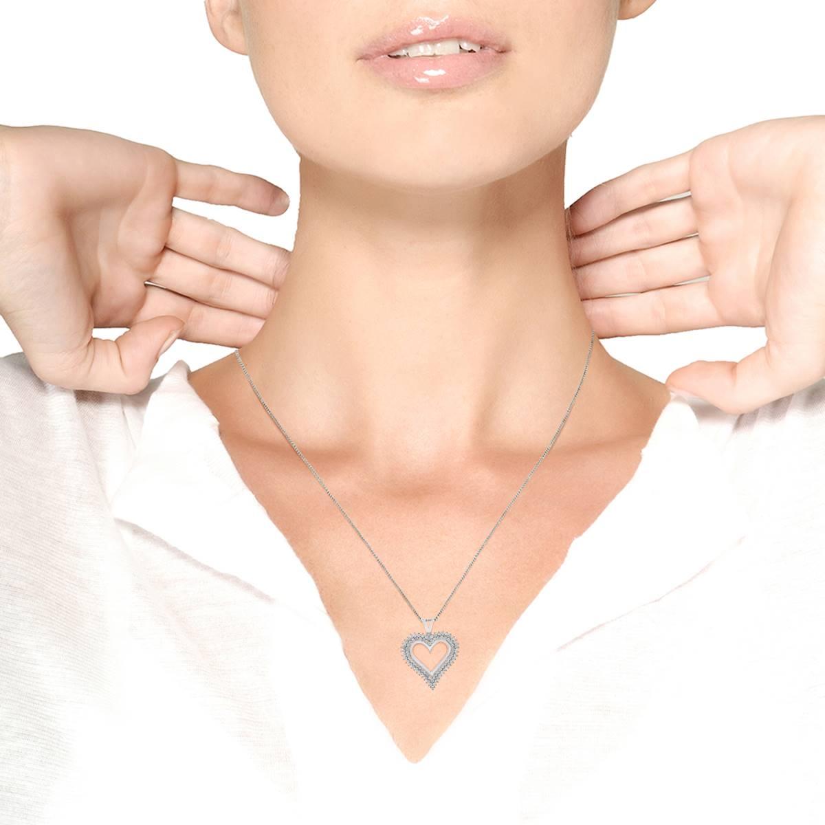 Haus of Brilliance Silver 1ctw. Lab Grown Diamond Heart Pendant