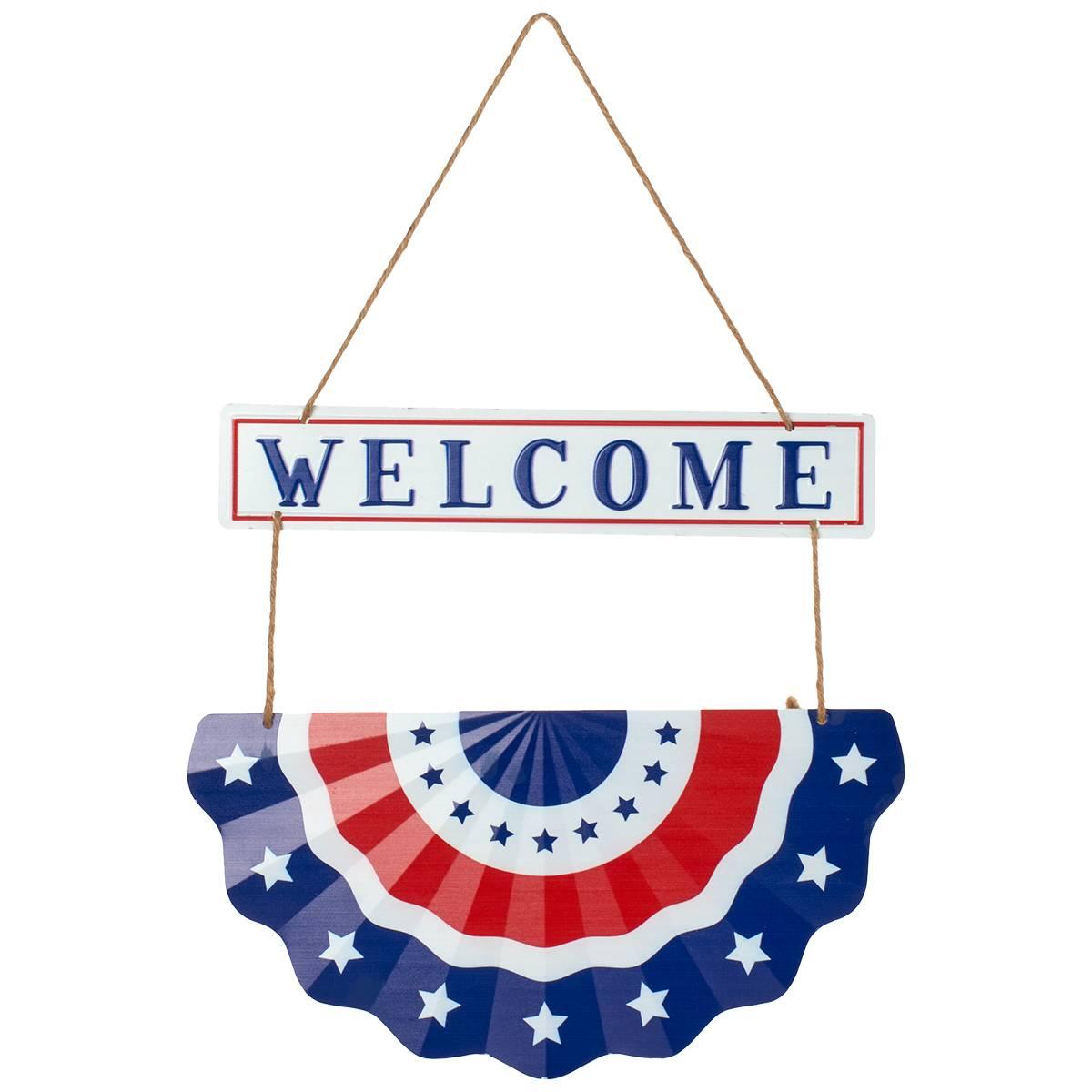 Patriotic Welcome Bunting Metal Hanging Wall Decor