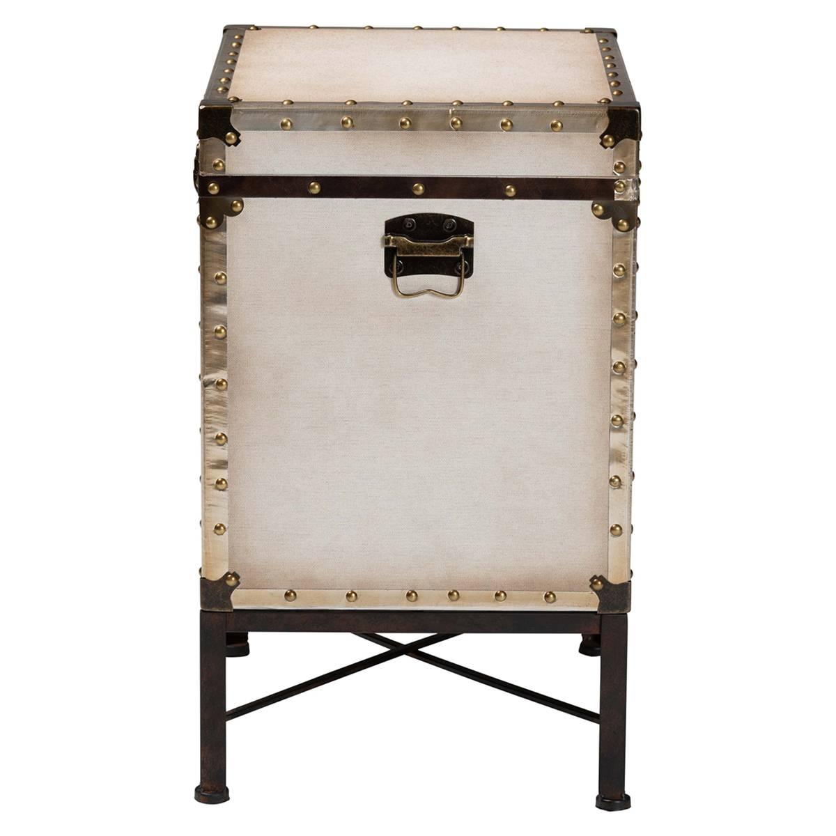 Baxton Studio Laura Vintage White Canvas Lift-Top End Table