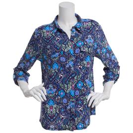 Plus Size Emily Daniels 3/4 Sleeve Disco Button Front Blouse