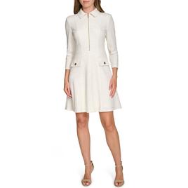 Womens Tommy Hilfiger Long Sleeve Boucle Fit & Flare Dress