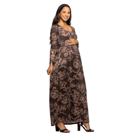 Plus Size 24/7 Comfort Apparel Floral Maternity Maxi Dress