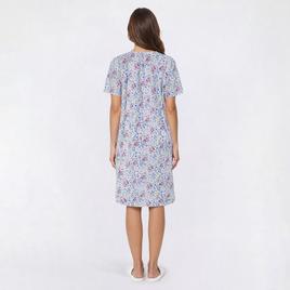 Womens Casual Time Seersucker Floral Embossed Zip Front Duster