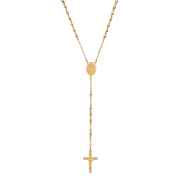 Mens Iron Saints 18kt. Gold Plated Medal & Cross Beaded Rosary