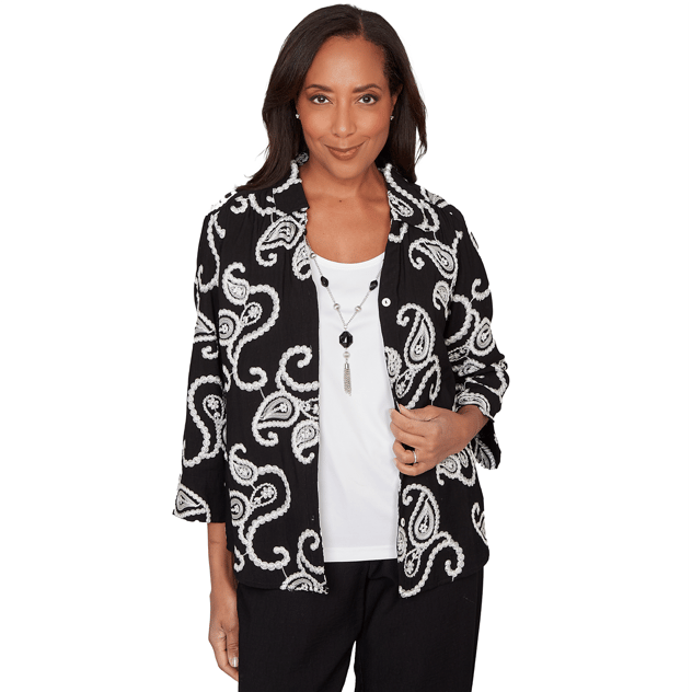 Petite Alfred Dunner Crowd Pleaser Paisley Two in One Blouse