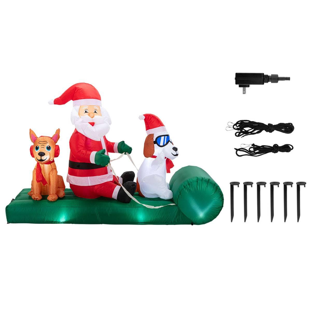 Mr. Christmas 8ft. Outdoor Santa''s Dog Sled Lit Inflatable