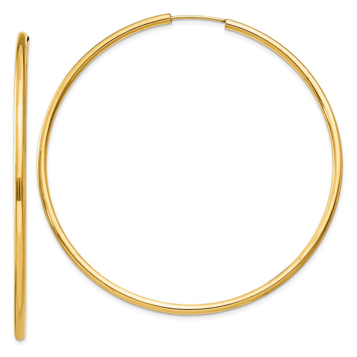 Gold Classics(tm) 56mm. 14kt. Polished Endless Hoop Earrings