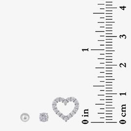 Forever New Sterling Silver Ball, CZ Stud, and Heart Earring Set