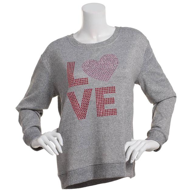 Petite Emily Daniels Long Sleeve "LOVE" Studded Sweatshirt