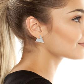 Steve Madden Silver Trapeze Beaded Hoop Earrings
