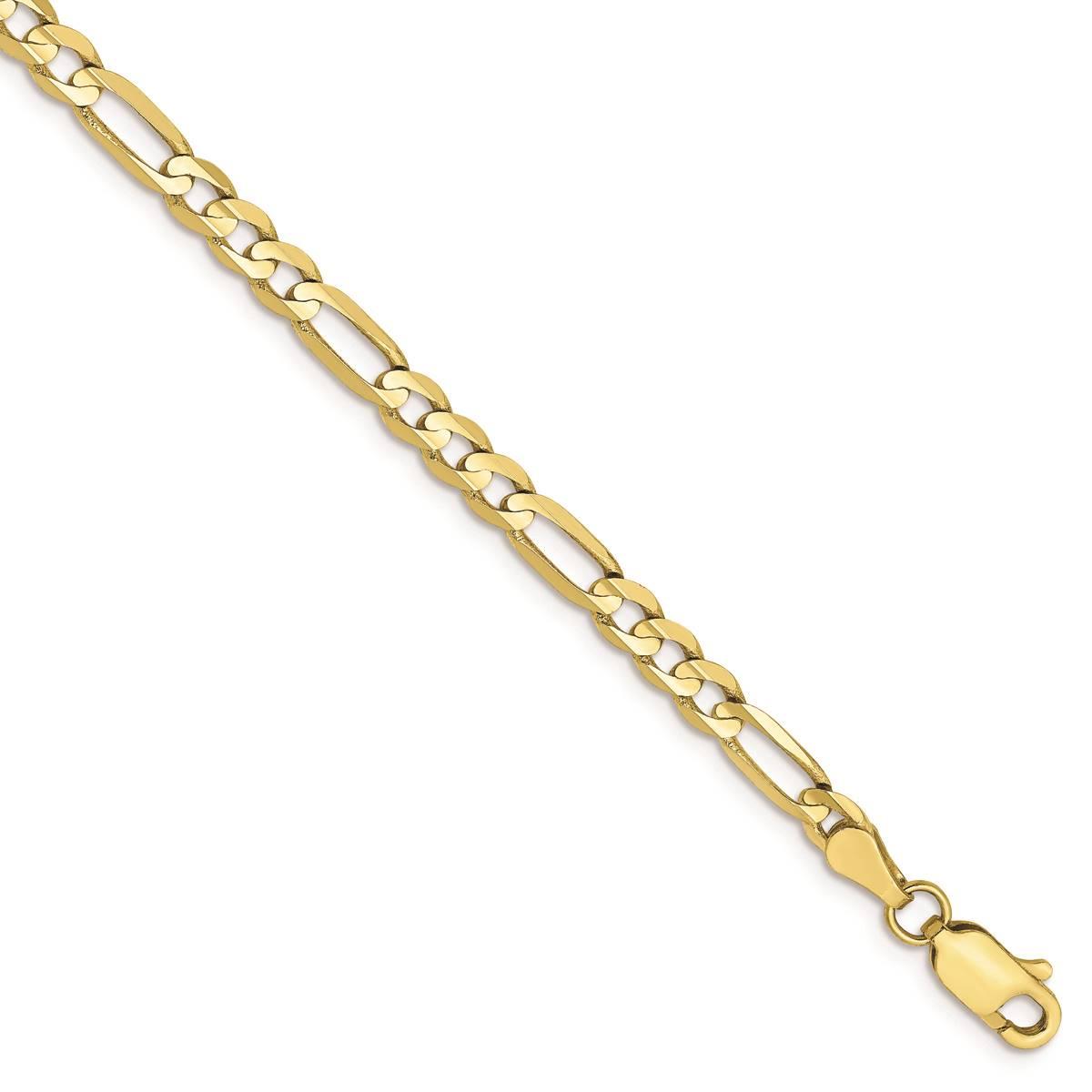Unisex Gold Classics(tm)10kt. 4mm 8in. Concave Figaro Chain Bracelet