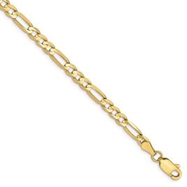 Unisex Gold Classics(tm)10kt. 4mm 8in. Concave Figaro Chain Bracelet