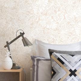 RoomMates® Beige Batik Tropical Leaf Peel & Stick Wallpaper