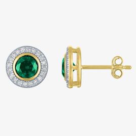 Nova Star(R) Lab Grown Diamond & Lab Created Emerald Earrings