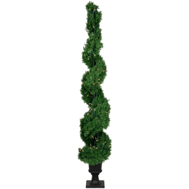 Northlight 5.5ft. Real Touch(tm) Pre-Lit Cedar Spiral Topiary Tree