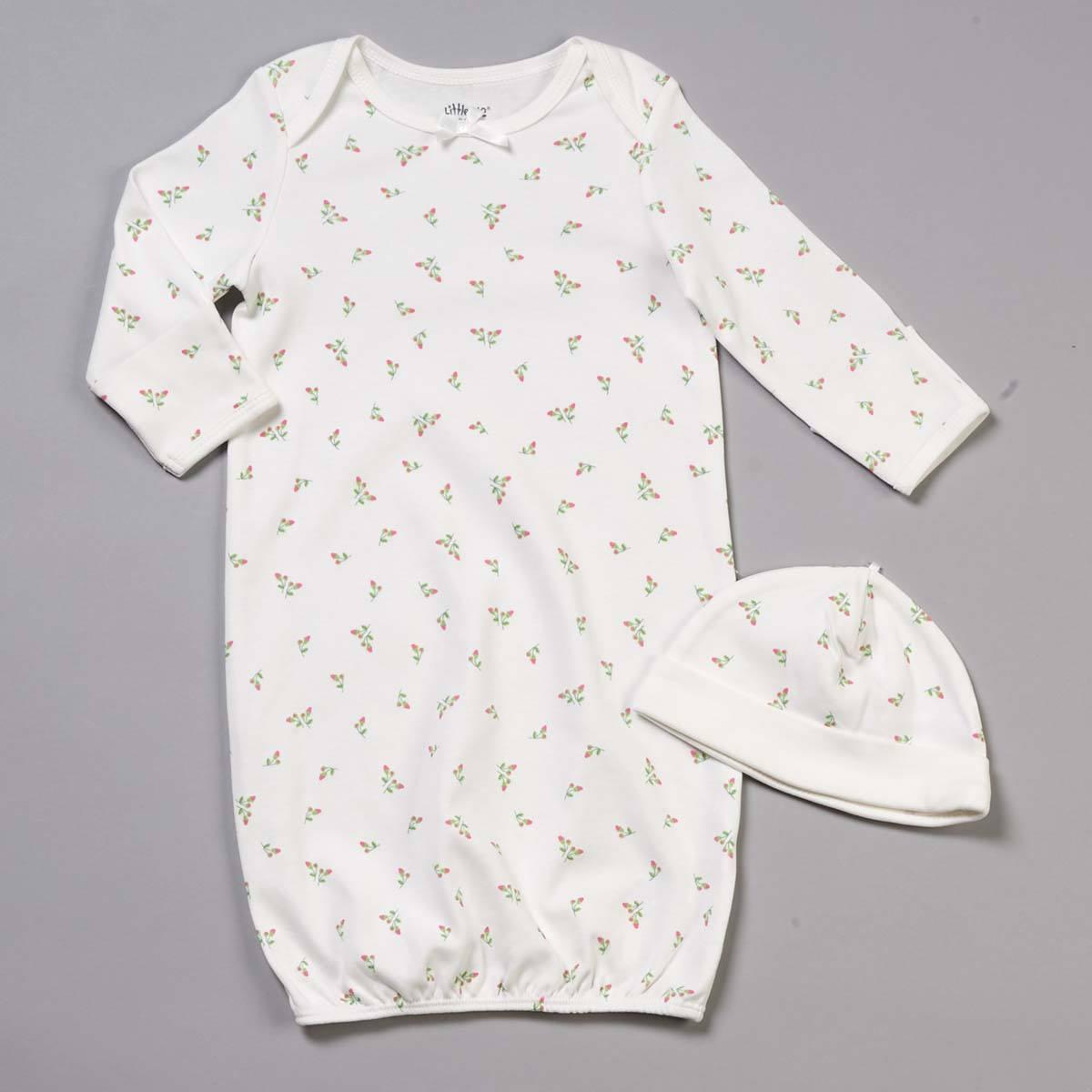 Baby Girl (NB-3M) Little Me Rosebud Gown & Hat Set