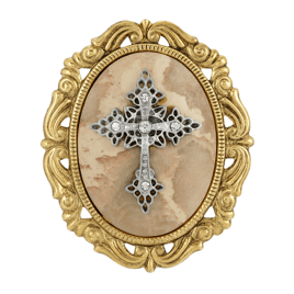 Symbols of Faith 14kt. Gold Dipped Semi-Precious Oval Brooch