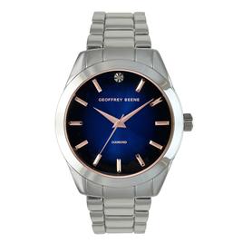 Mens Geoffrey Beene(R) Silver Band/Blue Dial Watch-GBA0008SL