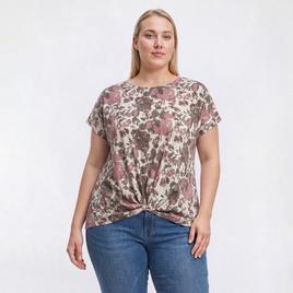 Plus Size Architect(R) Knot Front Splatter Abstract Tee