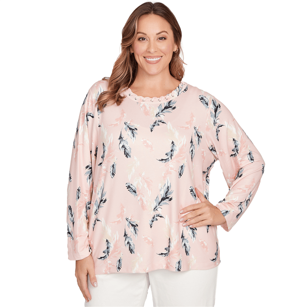 Plus Size Emaline Allentown Long Sleeve Lace Neck Blouse